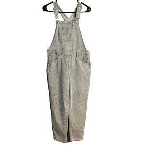 Vintage Jordache Kids Girls Blue White Stripe Bib Overalls XL (14-16)